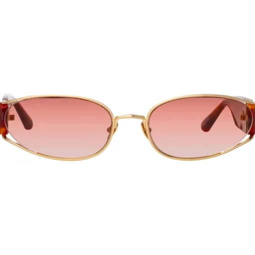 Linda Farrow Sunglasses-- Shelby Cat Eye Sunglasses in Light Gold Tortoiseshell - LFL1157C4SUN - Eyewear - Avvenice