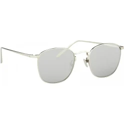 Linda Farrow Sunglasses-- Simon Square Sunglasses in White Gold - LFLC479C2SUN - Eyewear - Avvenice