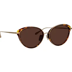 Linda Farrow Sunglasses-- Song Cat Eye Sunglasses in Light Gold and Tortoiseshell - LFL1445C2SUN - Eyewear - Avvenice