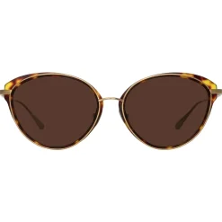 Linda Farrow Sunglasses-- Song Cat Eye Sunglasses in Light Gold and Tortoiseshell - LFL1445C2SUN - Eyewear - Avvenice
