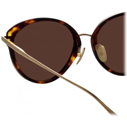 Linda Farrow Sunglasses-- Song Cat Eye Sunglasses in Light Gold and Tortoiseshell - LFL1445C2SUN - Eyewear - Avvenice