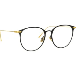 Linda Farrow Sunglasses-- Sophia A Oval Optical Glasses in Black Yellow Gold - LF45AC1OPT - Eyewear - Avvenice