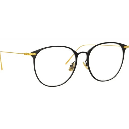 Linda Farrow Sunglasses-- Sophia A Oval Optical Glasses in Black Yellow Gold - LF45AC1OPT - Eyewear - Avvenice