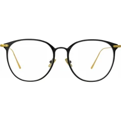Linda Farrow Sunglasses-- Sophia A Oval Optical Glasses in Black Yellow Gold - LF45AC1OPT - Eyewear - Avvenice