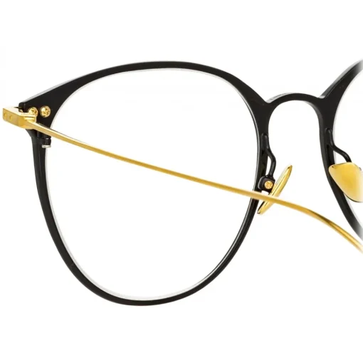 Linda Farrow Sunglasses-- Sophia A Oval Optical Glasses in Black Yellow Gold - LF45AC1OPT - Eyewear - Avvenice