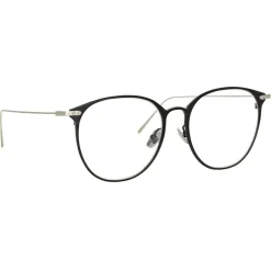 Linda Farrow Sunglasses-- Sophia Oval Optical Glasses in Black White Gold - LF45C2OPT - Eyewear - Avvenice