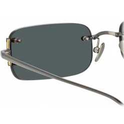 Linda Farrow Sunglasses-- Taylor Rectangular Sunglasses in Nickel - LFL1131C4SUN - Eyewear - Avvenice