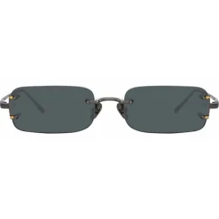 Linda Farrow Sunglasses-- Taylor Rectangular Sunglasses in Nickel - LFL1131C4SUN - Eyewear - Avvenice