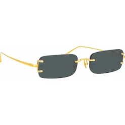 Linda Farrow Sunglasses-- Taylor Rectangular Sunglasses in Yellow Gold Grey - LFL1131C1SUN - Eyewear - Avvenice