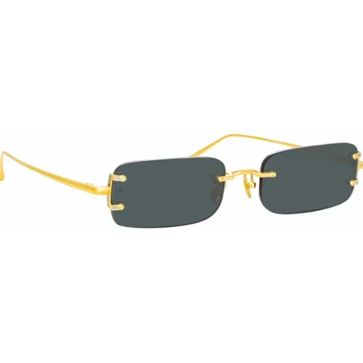Linda Farrow Sunglasses-- Taylor Rectangular Sunglasses in Yellow Gold Grey - LFL1131C1SUN - Eyewear - Avvenice