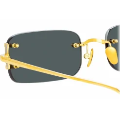 Linda Farrow Sunglasses-- Taylor Rectangular Sunglasses in Yellow Gold Grey - LFL1131C1SUN - Eyewear - Avvenice