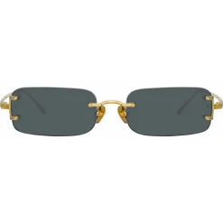 Linda Farrow Sunglasses-- Taylor Rectangular Sunglasses in Yellow Gold Grey - LFL1131C1SUN - Eyewear - Avvenice