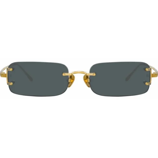 Linda Farrow Sunglasses-- Taylor Rectangular Sunglasses in Yellow Gold Grey - LFL1131C1SUN - Eyewear - Avvenice