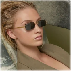 Linda Farrow Sunglasses-- Taylor Rectangular Sunglasses in Yellow Gold Grey - LFL1131C1SUN - Eyewear - Avvenice