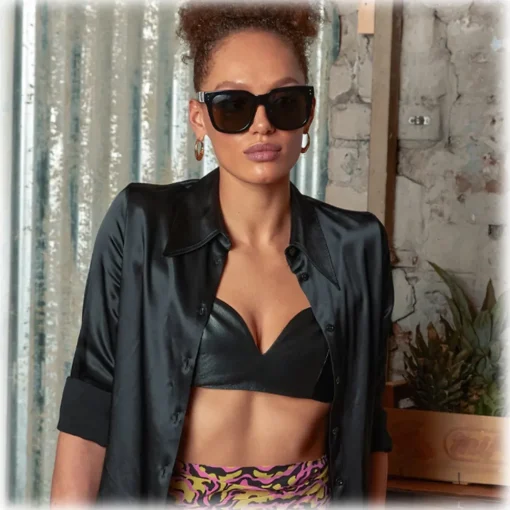 Linda Farrow Sunglasses-- The Freya Square Sunglasses in Black - LFL1175C1SUN - Eyewear - Avvenice