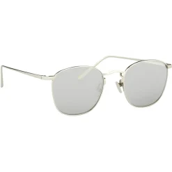 Linda Farrow Sunglasses-- The Simon Square Sunglasses in White Gold (C2) - LFL479C2SUN - Eyewear - Avvenice