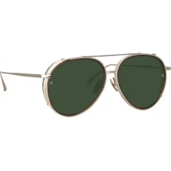 Linda Farrow Sunglasses-- Torino Aviator Sunglasses in Light Gold - LFL1360C3SUN - Eyewear - Avvenice