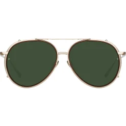 Linda Farrow Sunglasses-- Torino Aviator Sunglasses in Light Gold - LFL1360C3SUN - Eyewear - Avvenice