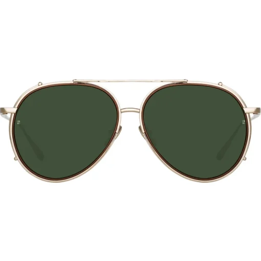 Linda Farrow Sunglasses-- Torino Aviator Sunglasses in Light Gold - LFL1360C3SUN - Eyewear - Avvenice