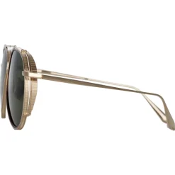 Linda Farrow Sunglasses-- Torino Aviator Sunglasses in Light Gold - LFL1360C3SUN - Eyewear - Avvenice