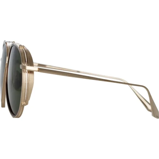 Linda Farrow Sunglasses-- Torino Aviator Sunglasses in Light Gold - LFL1360C3SUN - Eyewear - Avvenice