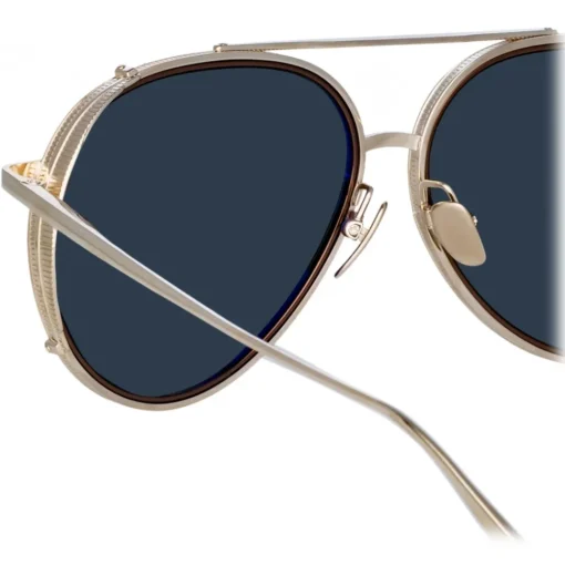 Linda Farrow Sunglasses-- Torino Aviator Sunglasses in Light Gold - LFL1360C3SUN - Eyewear - Avvenice