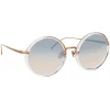 Linda Farrow Sunglasses-- Tracy Round Sunglasses in Clear Gradient Navy - LFL239C87SUN - Eyewear - Avvenice