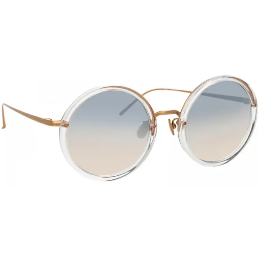 Linda Farrow Sunglasses-- Tracy Round Sunglasses in Clear Gradient Navy - LFL239C87SUN - Eyewear - Avvenice