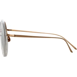 Linda Farrow Sunglasses-- Tracy Round Sunglasses in Clear Gradient Navy - LFL239C87SUN - Eyewear - Avvenice