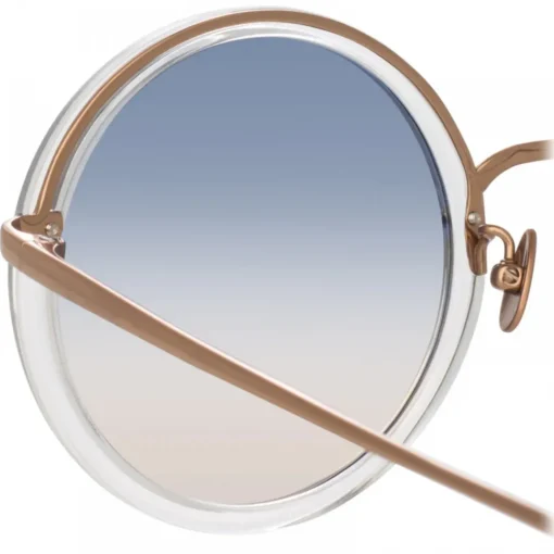 Linda Farrow Sunglasses-- Tracy Round Sunglasses in Clear Gradient Navy - LFL239C87SUN - Eyewear - Avvenice