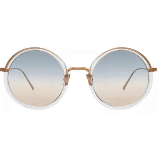 Linda Farrow Sunglasses-- Tracy Round Sunglasses in Clear Gradient Navy - LFL239C87SUN - Eyewear - Avvenice