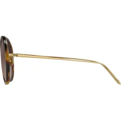 Linda Farrow Sunglasses-- Tracy Round Sunglasses in Tortoiseshell - LFL239C12SUN - Eyewear - Avvenice