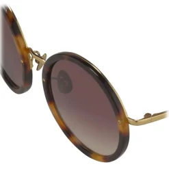 Linda Farrow Sunglasses-- Tracy Round Sunglasses in Tortoiseshell - LFL239C12SUN - Eyewear - Avvenice