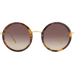 Linda Farrow Sunglasses-- Tracy Round Sunglasses in Tortoiseshell - LFL239C12SUN - Eyewear - Avvenice