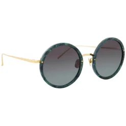 Linda Farrow Sunglasses-- Tracy Round Sunglasses in Jade - LFL239C49SUN - Eyewear - Avvenice