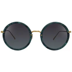 Linda Farrow Sunglasses-- Tracy Round Sunglasses in Jade - LFL239C49SUN - Eyewear - Avvenice