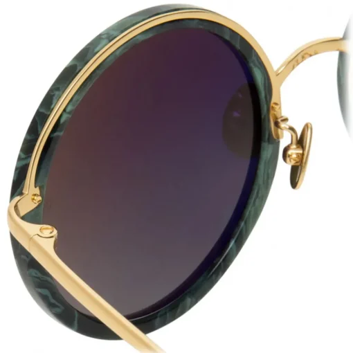 Linda Farrow Sunglasses-- Tracy Round Sunglasses in Jade - LFL239C49SUN - Eyewear - Avvenice
