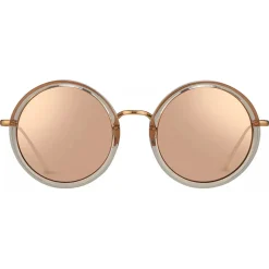Linda Farrow Sunglasses-- Tracy Round Sunglasses in Ash - LFL239C44SUN - Eyewear - Avvenice