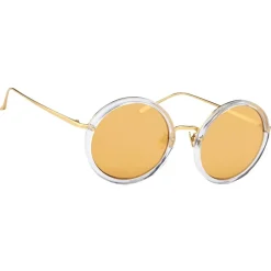 Linda Farrow Sunglasses-- Tracy Round Sunglasses in Clear Brown - LFL239C30SUN - Eyewear - Avvenice