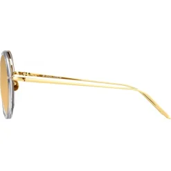 Linda Farrow Sunglasses-- Tracy Round Sunglasses in Clear Brown - LFL239C30SUN - Eyewear - Avvenice