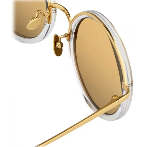 Linda Farrow Sunglasses-- Tracy Round Sunglasses in Clear Brown - LFL239C30SUN - Eyewear - Avvenice