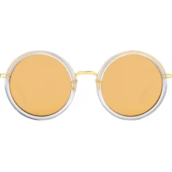Linda Farrow Sunglasses-- Tracy Round Sunglasses in Clear Brown - LFL239C30SUN - Eyewear - Avvenice