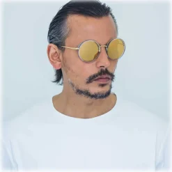 Linda Farrow Sunglasses-- Tracy Round Sunglasses in Clear Brown - LFL239C30SUN - Eyewear - Avvenice