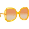 Linda Farrow Sunglasses-- Valentina Squared Sunglasses in Orange - LFL1173C5SUN - Eyewear - Avvenice