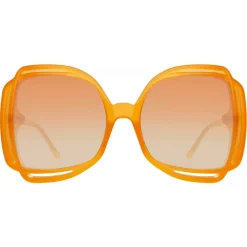 Linda Farrow Sunglasses-- Valentina Squared Sunglasses in Orange - LFL1173C5SUN - Eyewear - Avvenice