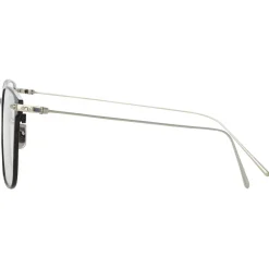 Linda Farrow Sunglasses-- Willis A Rectangular Optical Glasses in Black White Gold - LF46AC2OPT - Eyewear - Avvenice