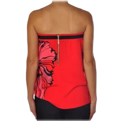 Liu Jo Tops-- Decolleté Top with Print - Red - Top - Made in Italy - Luxury Exclusive Collection - Avvenice