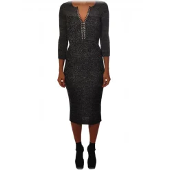 Liu Jo Dresses-- Knit Dress with Stud Detail - Grey - Dress - Made in Italy - Luxury Exclusive Collection - Avvenice