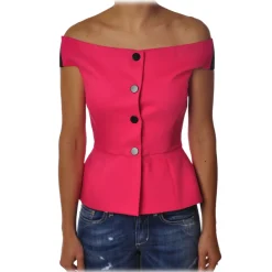 Liu Jo Tops-- Top with Boat Neckline - Pink - Made in Italy - Luxury Exclusive Collection - Avvenice