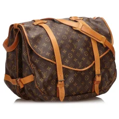 Louis Vuitton Vintage Vintage Bags-- Monogram Saumur 43 Bag - Brown - Monogram Canvas and Vachetta Leather Handbag - Luxury High Quality - Avvenice